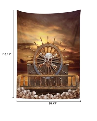 BELECO 8x10ft Fabric Pirate Backdrop Halloween Decoration Photography Background Kids Adult Pirate Theme Party Event Decorations Photoshoot Props - size: 8x10FT