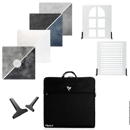 V-FLAT WORLD The Duo Board Background Stone Kit, 4 x Duo Boards (24"x24") - 2 x Shadow Boards - Duo Legs and Carry Bag Included - size: Stone Kit of 4 - 24 x 24 inches