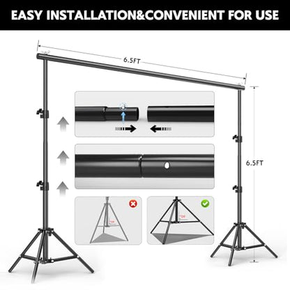 BEIYANG 6.5x6.5 FT Backdrop Stand, Adjustable Photo Background Stand Support kit with Carry Bag for Parties, Decoration, Wedding, Photo Video Studio Shooting - size: 6.5' X 6.5'