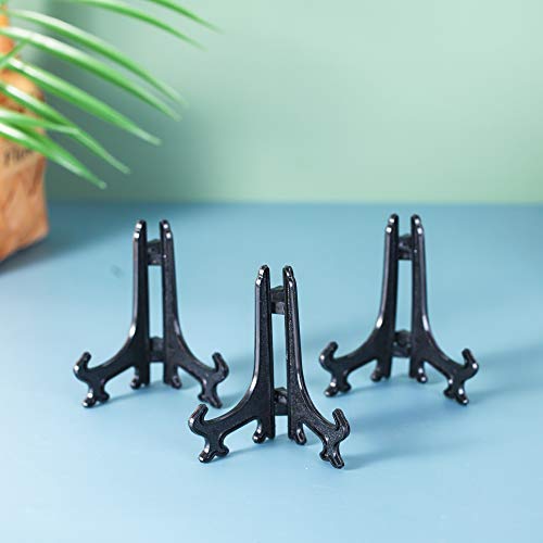 Artliving 4 Inch Black 12pcs/Set Plastic Easels Plate Display Stands Picture Frame Stand Holder - color: Black, size: 4 inch (12 pack)