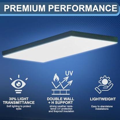 Pushglossy 23.75" x 47.75" x 0.2" Fluorescent Light Covers Classroom Office Diffuser Panels for 2x4ft Drop Ceiling Light Fixture Polycarbonate Replacement Cover for Hospitals Home(8 Pack,Milky White) - color: Milky White