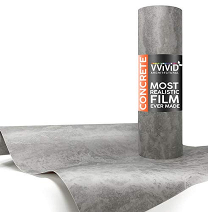 VViViD Grey Concrete Textured Finish Vinyl Sheet Film (16 Inch x 6.5ft) - size: 16" X 6.5ft