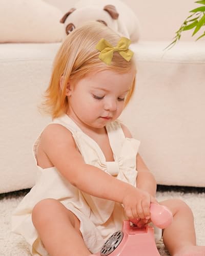 jollybows 20pcs Baby Girls Nylon Hair Bows Headbands Linen Hair Bands Elastic Hair Accessories for Kids Infants Newborn - color: 1- 20PCS baby bows