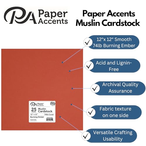 Cdstk Muslin 12x12 74lb Burning Ember - color: Burning Ember