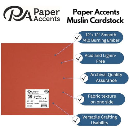 Cdstk Muslin 12x12 74lb Burning Ember - color: Burning Ember
