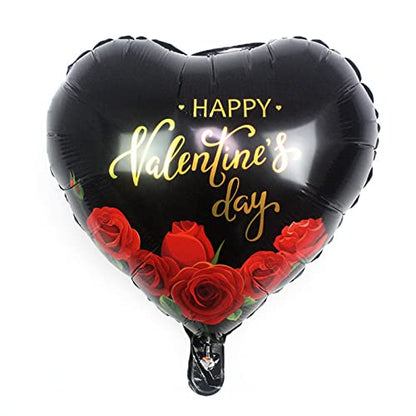 BinaryABC Happy Valentines Day Balloons,Love Heart Foil Balloons,Valentines Day Romantic Photo Props Decorations,10Pcs