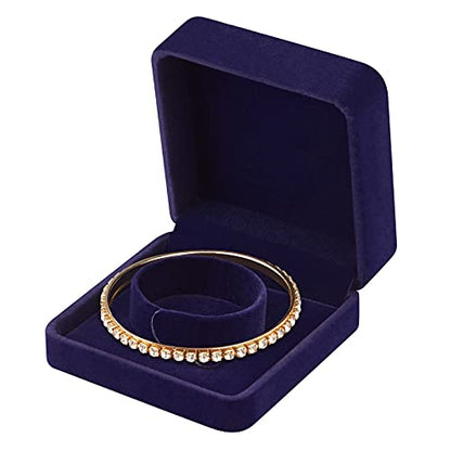 LETURE 4 Pieces Classic Velvet Bracelet Bangle Pendant Necklace Gift Box, Travel Jewelry Box Display Storage Case for Gift, Wedding, Engagement, Proposal, Birthday (4PCS Bracelet-BLUE) - color: 4PCS Bracelet-BLUE