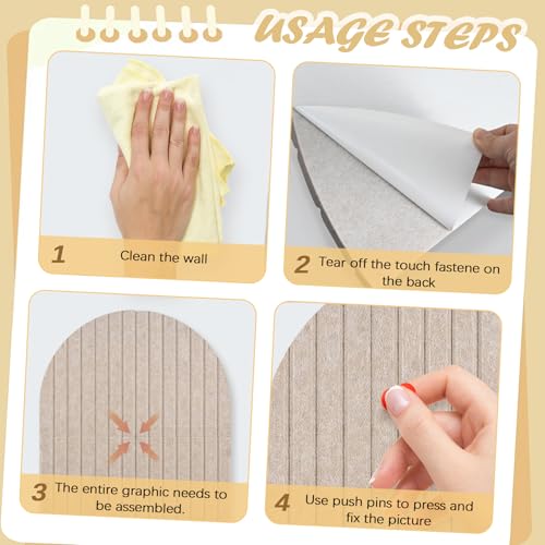 2 Pcs Foldable Felt Bulletin Board, 0.35" Thick Arch Fabric Pin Board with Adhesive Sticker, Large Cork Boards Wall Mount Memo Boards for Office Bedroom Living Room, Decorative Board (47x24 inch) - size: 47x24 inch