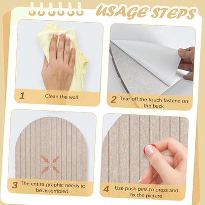2 Pcs Foldable Felt Bulletin Board, 0.35" Thick Arch Fabric Pin Board with Adhesive Sticker, Large Cork Boards Wall Mount Memo Boards for Office Bedroom Living Room, Decorative Board (47x24 inch) - size: 47x24 inch