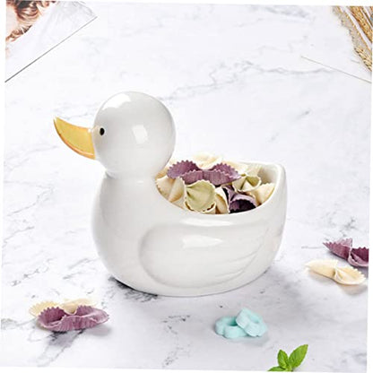 DECHOUS Cute Duck Shape Ceramic Food Bowl for Cartoon Animal Design Food Grade Safe Material Easy to Clean for Home Decor and Meals Unique Photo Prop Accent
