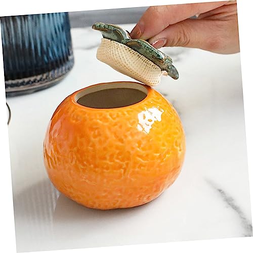 1pc Orange Tea Ceramic Jar Fruit Shape Tank Decor Canister Photo Food Sealing Can Home Adorn Snack Props Cookie Jar Container Crafts Ceramics