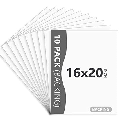 10 Pack 16x20 White Backing Boards, Uncut Mat Board 16x20, Acid Free Backerbords for 11x14 Photos, Pictures, Artwork and Paints - size: white 10pc backings 16x20