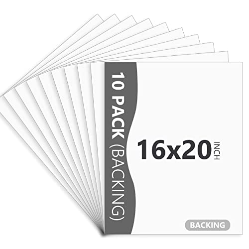 10 Pack 16x20 White Backing Boards, Uncut Mat Board 16x20, Acid Free Backerbords for 11x14 Photos, Pictures, Artwork and Paints - size: white 10pc backings 16x20