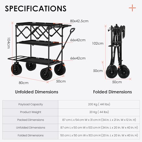 TARION Video Production Camera Cart - Heavy Duty 440lb Load Capacity Cine Dolly - Foldable 3 Tray Mobile Workstation - 9 Inch Swivel Wheels - Titanrig Cart - style: Titanrig Cart - Basic