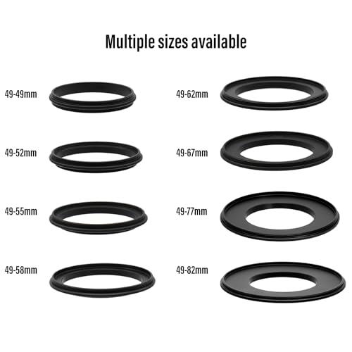 Aluminum Male to Male Lens Adapter Ring for Macro Photography 49-49mm, 49-52mm, 49-55mm, 49-58mm, 49-62mm, 49-67mm, 49-77mm, 49-82mm (49-49mm) - size: 49-49mm