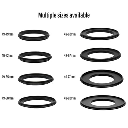 Aluminum Male to Male Lens Adapter Ring for Macro Photography 49-49mm, 49-52mm, 49-55mm, 49-58mm, 49-62mm, 49-67mm, 49-77mm, 49-82mm (49-52mm) - size: 49-52mm