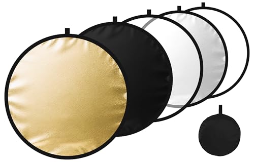 24/32/43/52in Light Reflectors for Photography with 5 in 1 Light Diffuser Panel &Bag,Photography Reflector Ideal for Content Creator Essentials&Photographer in Silver,Gold,White and Black - size: 52inch/130cm