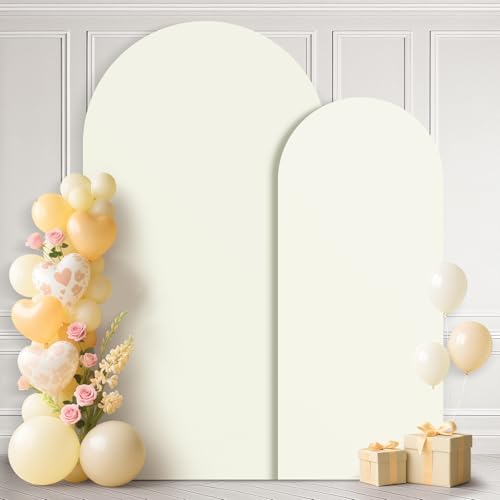 Ledido Wedding Arch Backdrop Cover 6FT 7.2FT Arch Covers 2Set Fitted Stretchy Spandex Round Top Stand Backdrop Cover for Wedding Banquet Ceremony Birthday Party Baby Shower Event Decoration,Ivory - color: Ivory, size: 6FT,7.2FT