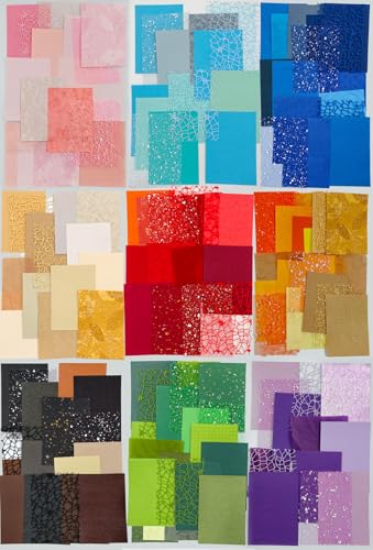 180 Sheet Textured Scrapbook Paper, Pale to Deep Color Schemes Mixed Handmade Craft Mulberry Special Paper for DIY Crafts, Junk Journal, Collage, Ephemera, Aged Backgrounds & Mixed Themes (5x3.5inch)