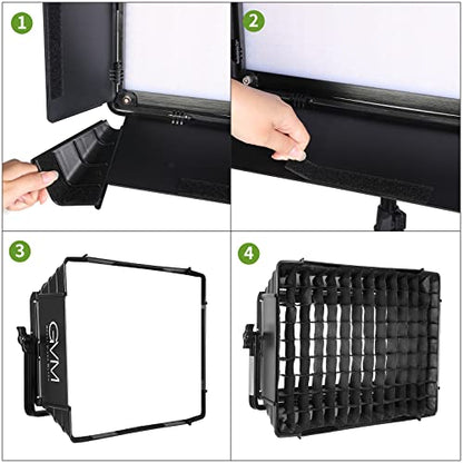 GVM Foldable Softbox Diffuser with Grid Beehive for RGB 1500D Series LED Video Light, Suitable for Studio Lighting, Portrait Photography, Video Lighting, Led Panel