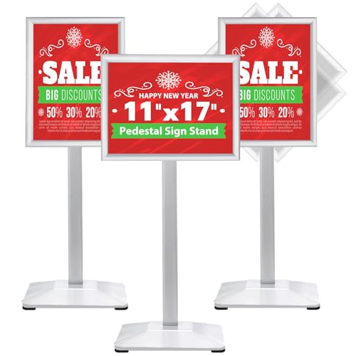 Sign Stand 11x17inch Pedestal Sign Holder Poster Stand 3Packs Adjustable Floor Standing Sign Holder with Heavy Duty Display Stand for Indoor Outdoor Business Store Sign Holders(Silver) - color: Silver/3Pack, size: 11"x17" Sign Stand