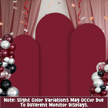 3Pcs Crimson Arch Backdrop Covers(7.2FT/6.6FT/6FT), Spandex Fitted Chiara Arch Stand Covers Backdrops for Wedding Baby Shower Birthday Graduation Photo Booth Props(Only Cover) - color: Crimson, size: 7.2FT/6.6FT/6FT