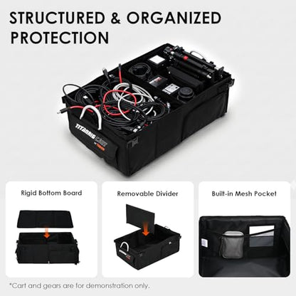 TARION Video Production Cart Accessories - Foldable Storage Box for Titanrig Cart Base - Dual Side Access & Extendable for Long Gear - Titanrig Organizer - style: Accessory - Organizer