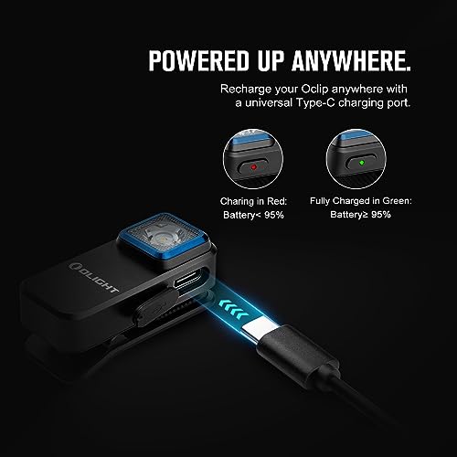OLIGHT Oclip Rechargeable EDC Flashlight 300 Lumens Dual Sources Compact Pocket Clip Light, Convenient USB C Charging, Magnetic Flash Lights for Working, Cycling, Emergency, Signaling Tool(Black) - color: Black