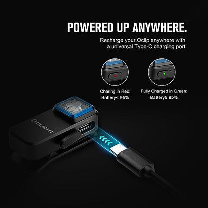 OLIGHT Oclip Rechargeable EDC Flashlight 300 Lumens Dual Sources Compact Pocket Clip Light, Convenient USB C Charging, Magnetic Flash Lights for Working, Cycling, Emergency, Signaling Tool(Black) - color: Black
