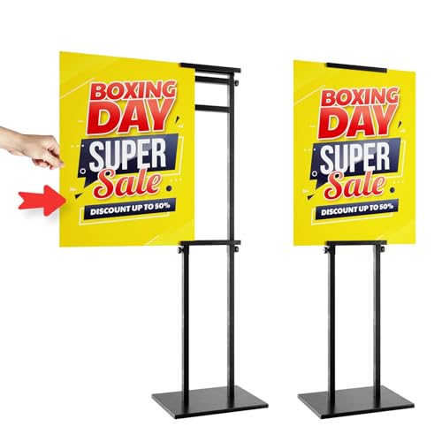 WHAUU 6Pack Sign Holder Display Stand,Heavy Duty Adjustable Pedestal Sign Stand Up to 75 inch,Double-Sided for Board & Foam,Sign Stand with Base,Fit Wedding,Restaurant,Business(Poster not Included) - size: 75 inch-6PACK
