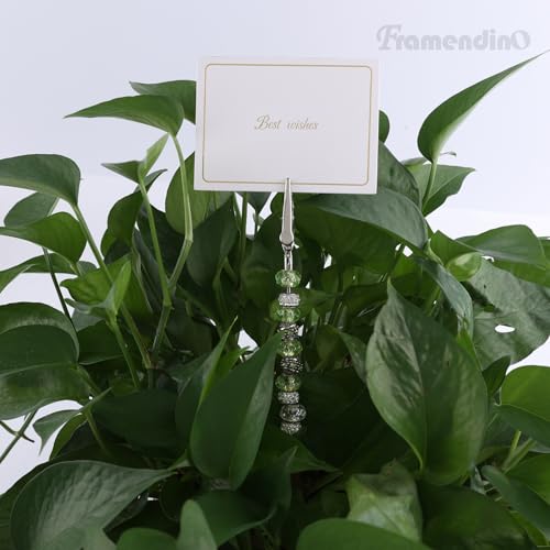 Framendino, 6 Pack Beaded Alligator Clips Long Tailed Clamp Photo Clip Holder Card for Garden Office Crafts