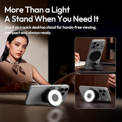 ULANZI LM21 Selfie Light for Phone - Dual Sided Magnetic Ring Light for iPhone/Android with Magsafe, 8000K CRI ≥95 LED Rechargeable Phone Fill Video Light for Photo, TikTok, Makeup, Live Stream, Vlog - color: Black