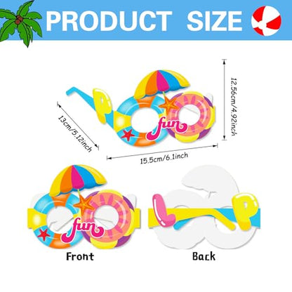GoodUping 32pcs Hawaiian Leis Party Set with 8 Necklaces, 16 Wristbands, 8 Photo Booth Glasses for Tropical Luau, Summer Beach Birthday, Pool Party Decorations & Favors - size: 32pcs