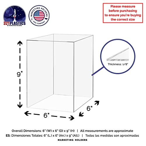 2 Pack Food Riser for Buffet Table Clear Acrylic Box 6" x 9" Display Stand Hollow Bottom No Lid for Catering and Events No Assembly by Marketing Holders - size: 6"w x 9"h