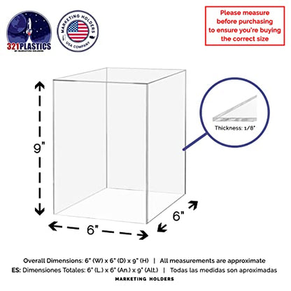 2 Pack Food Riser for Buffet Table Clear Acrylic Box 6" x 9" Display Stand Hollow Bottom No Lid for Catering and Events No Assembly by Marketing Holders - size: 6"w x 9"h