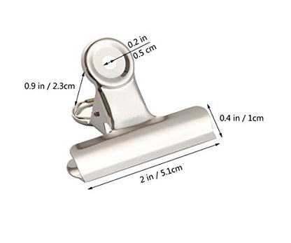 Coideal Silver Metal Hinge Clips - 20 Pack 2 Inch Large Bull Binder Paper Clips Clamp for Office Pictures Photos, Kitchen Food Bags (50mm) - color: Silver
