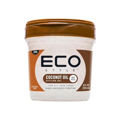 Eco Style Coconut Oil Styling Gel - Adds Luster and Moisturizes Hair - Weightless Styling and Superior Hold - Prevents Breakage and Split Ends - Promotes Scalp Health - Ideal for all Hair - 8 oz - size: 8 Ounce (Pack of 1)