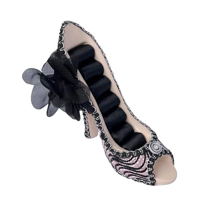Ring Holder High Heel Shoe Design Fashion Jewelry Organizer Display Birtyday Gift (pink-bk) - color: pink-bk