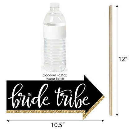 Funny Bride Tribe - Bridal Shower & Bachelorette Party Photo Booth Props Kit - 10 Piece - color: Black, White, Gold