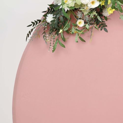 Efavormart 7.5ft Dusty Rose Round Spandex Backdrop Cover, Double Sided Circular Arch Slipcover for Romantic Weddings and Bridal Shower Decor - color: Dusty Rose, size: Round