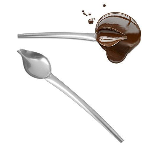 Fdit Drizzling Spoon, Stainless Steel Drizzle Spoon with Tapered Spout Drawing for Decorating Plate (L)