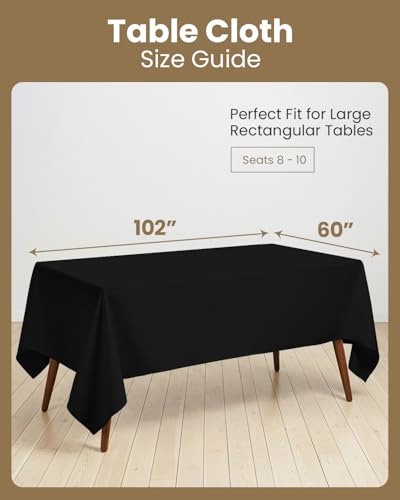 Utopia Kitchen Rectangle Table Cloth 1 Pack, Tablecloth Machine Washable, Polyester Table Cover for Dining, Buffet Parties, Picnics, Events, Weddings and Restaurants (60x102 Inches, Black) - color: Black, size: 1 Pack 60x102 Inch Tablecloth