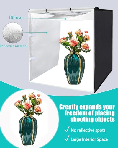 Light Box Photography, PULUZ 31'' Portable Photo Studio Light Box with 156 LED Lights ＆3 Color Backdrops Professional Photography Lighting Tent Kit for Big Product Photography Lightbox - color: 31.5x31.5x31.5in