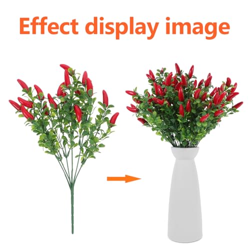 Toddmomy 4 Pack Lifelike Artificial Red Chili Pepper Bouquet - Fake Chili Stems for Home & Kitchen Decor, Vase Filling & Photo Props