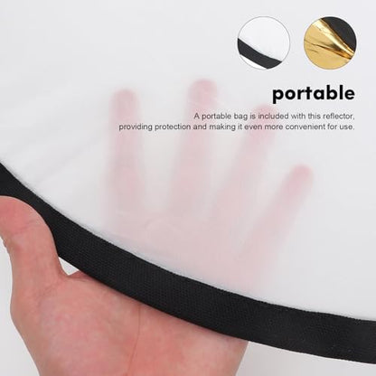 NUOBESTY 5-in-1 60cm Foldable Light Reflector Photography Reflective Board with Carry Bag Portable Photo Reflector Diffuser for Studio and Outdoor Lighting