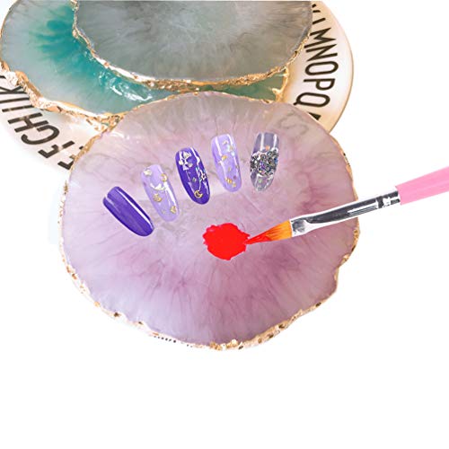 Resin Nail Art Palette,Nail Art Painting Mixed Color Palette Gold Edge Nail Gel Color Makeup Display Board (Pink) - color: 3# Pink