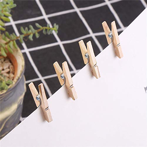 DIYASY 120 Pcs Mini Wood Clothespins,1 Inch Small Craft Wooden Clips with Jute Twine for Photo Wall and DIY Craft.