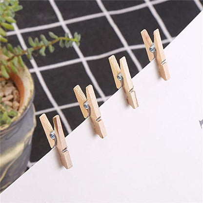 DIYASY 120 Pcs Mini Wood Clothespins,1 Inch Small Craft Wooden Clips with Jute Twine for Photo Wall and DIY Craft.