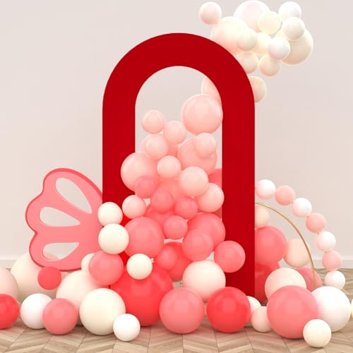 LEBENGURU Upgraded 7.2FT Open Arch Backdrop Cover, Red Spandex Fitted Round Top Wedding Arches, Double-Sided U-Shaped Arch Chiara Stand Covers for Birthday Party Baby Shower Banquet Balloon Décor - color: Red