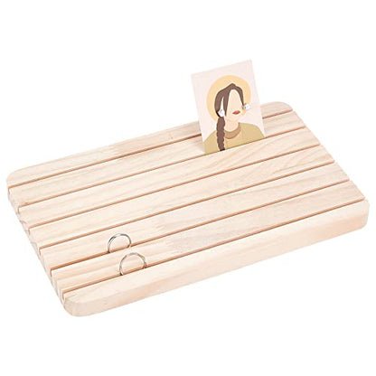 NBEADS Natural Wood Earring Display Stands, 6 Slots Wood Earring Card Holder Jewelry Earring Display Holder Jewelry Stand Jewelry Retail Display for Selling, Slot:3mm, 10.9×6.57" - color: Wooden- L.W.Thi: 10.9x6.6x0.65"